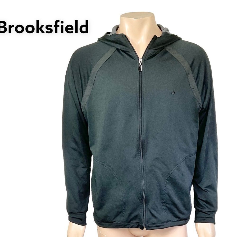 Brooksfield Performance black zip athletic hoodie jacket XL